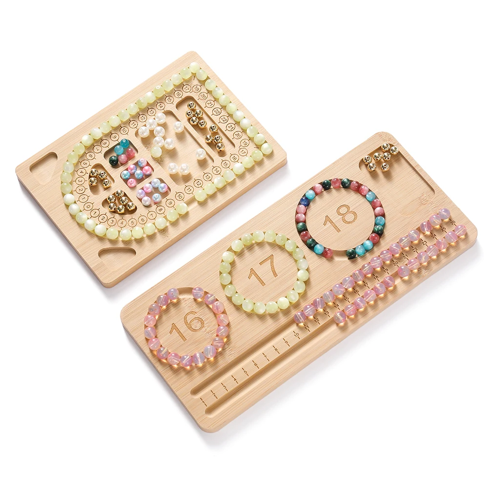 Jewelry Making Table - Wooden Flocked Beading Tray DIY Bracelet