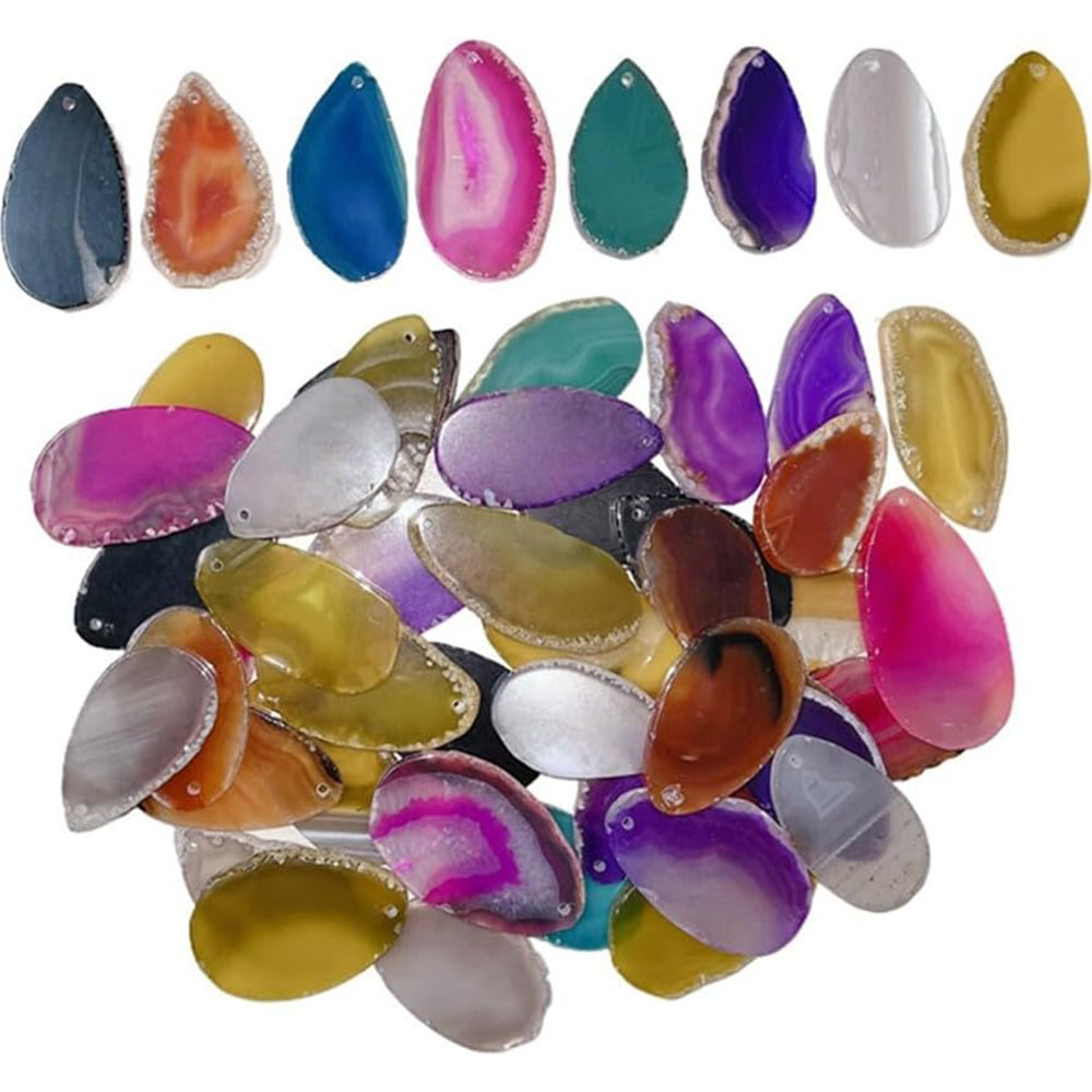 Jewelry Making Table - Polished Agate Slices Drilled Geodes Stones