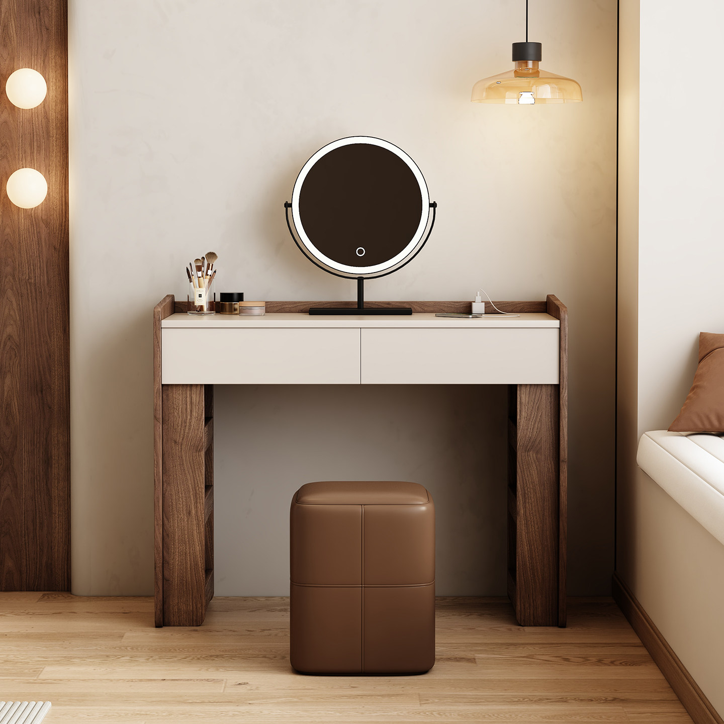 Jewelry Making Table - Walnut Fabric Dressing Table Jewelry Make