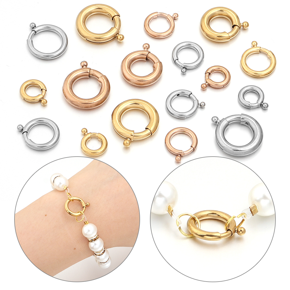 2pcs Stainless Steel Spring Cl - Jewelry Making Rings ulasan dan harga