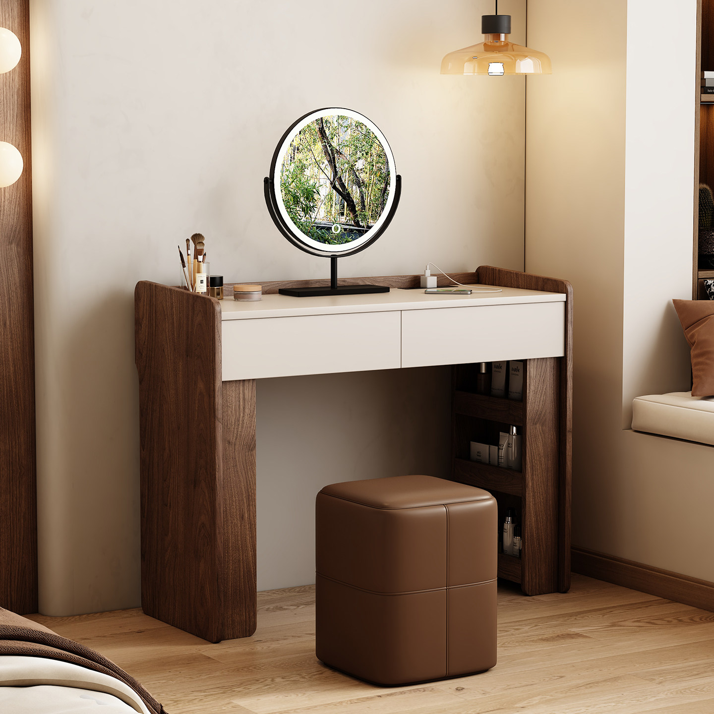 Walnut Fabric Dressing Table J - Jewelry Making Table ulasan dan harga