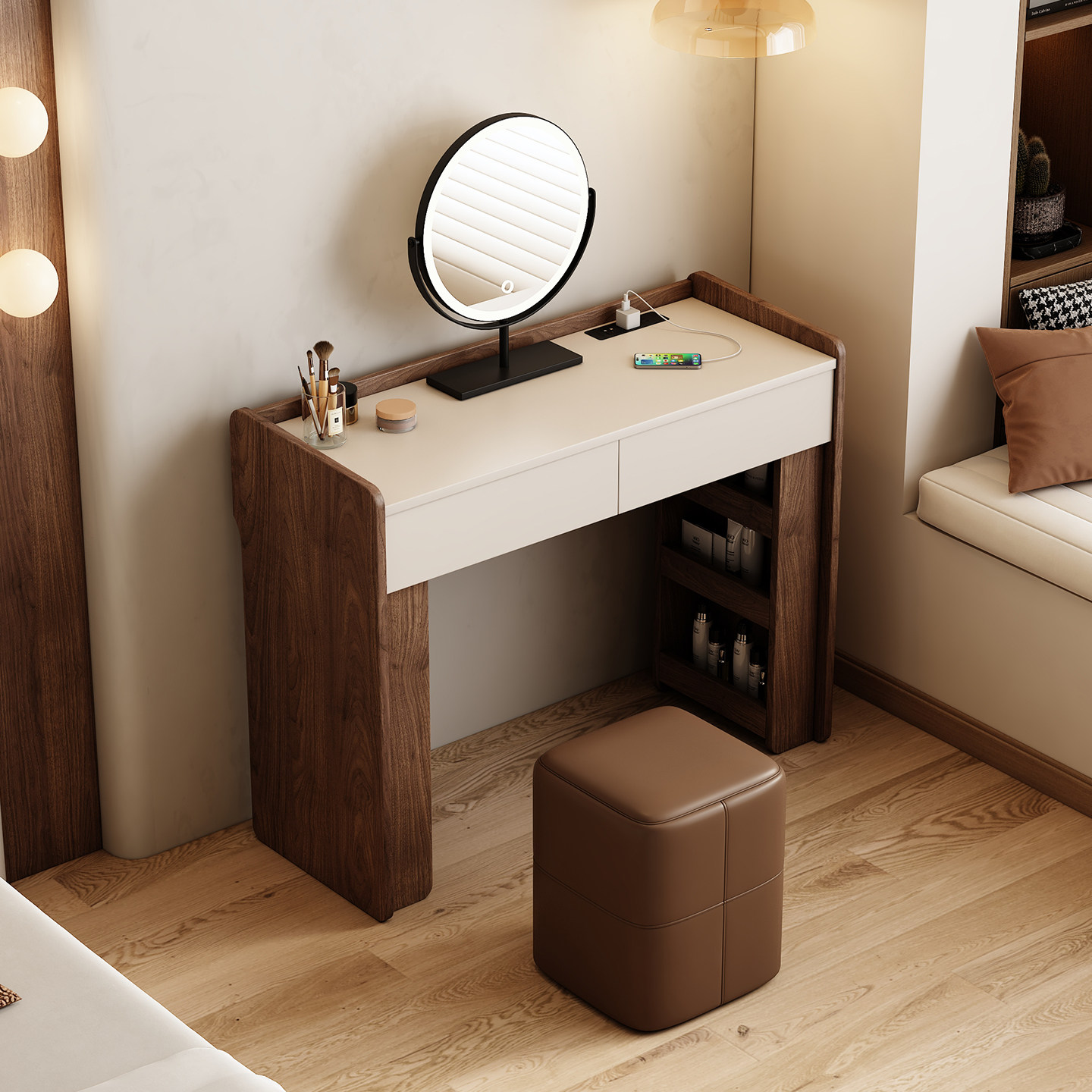Walnut Fabric Dressing Table J - Jewelry Making Table ulasan dan harga