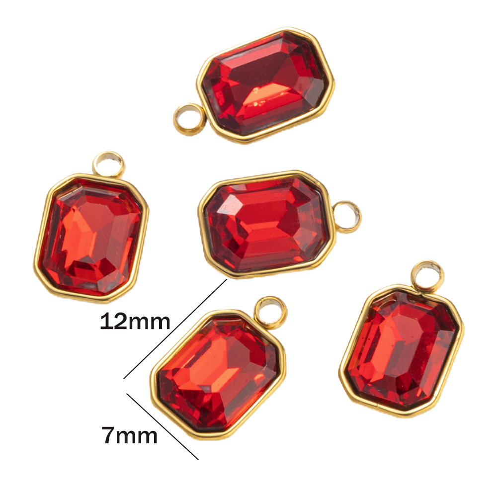 5pcs Stainless Steel Glass Rhi - Jewelry Making Gemstones ulasan dan harga