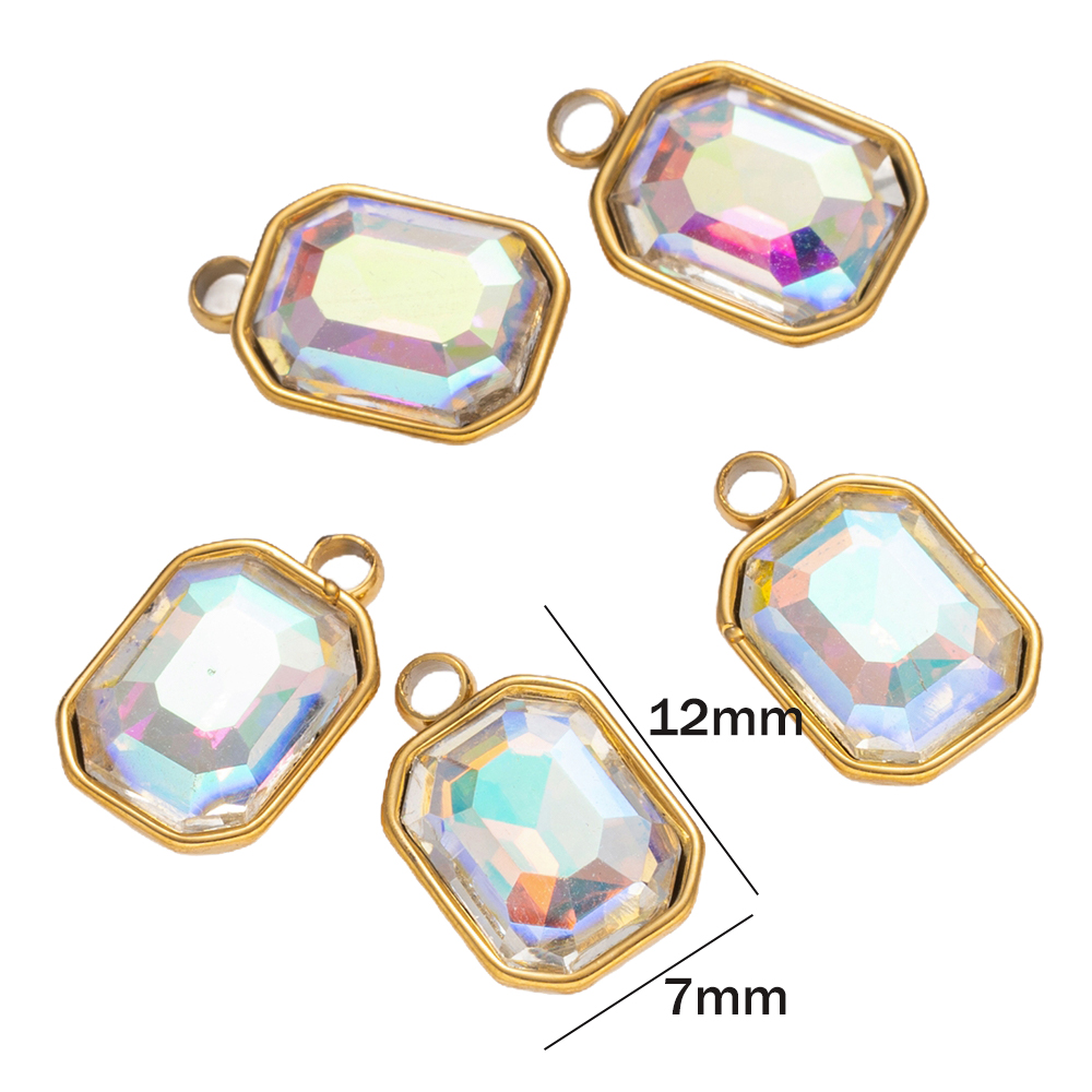 5pcs Stainless Steel Glass Rhi - Jewelry Making Gemstones ulasan dan harga