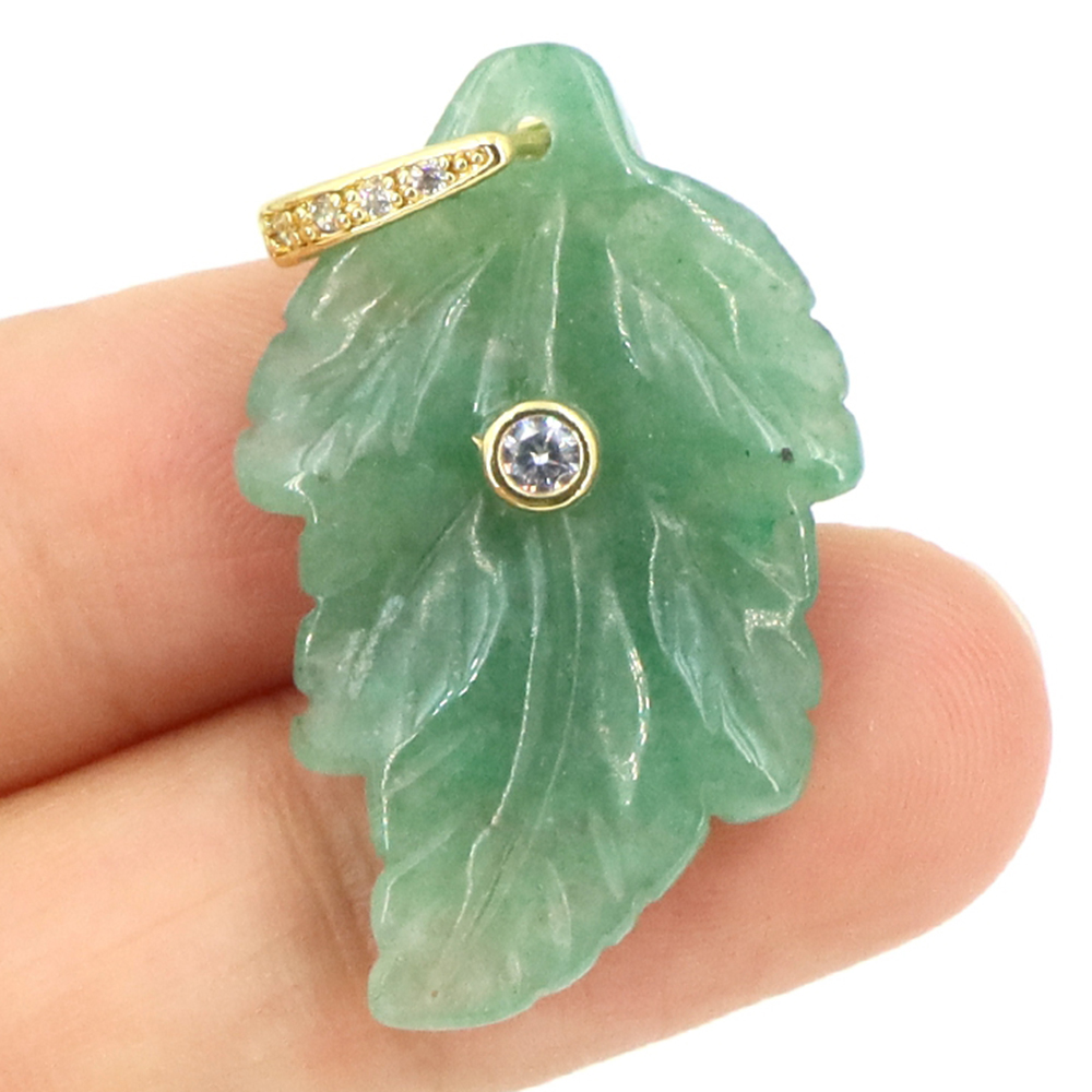 Natural Stone Leaf Pendant Hea - Jewelry Making Gemstones ulasan dan harga