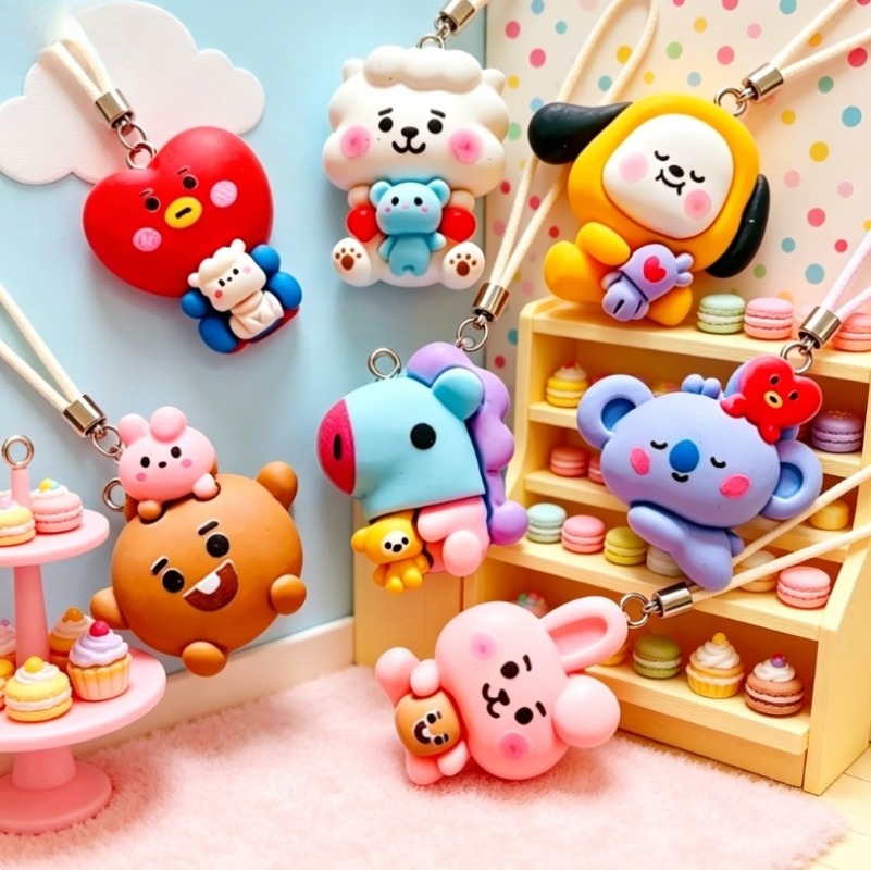 7pcs BT21 Resin Cartoon Charm  - Jewelry Making Designs ulasan dan harga