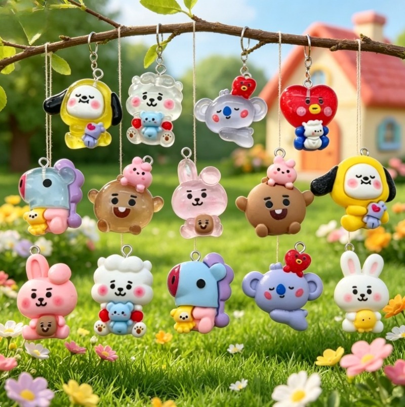 7pcs BT21 Resin Cartoon Charm  - Jewelry Making Designs ulasan dan harga