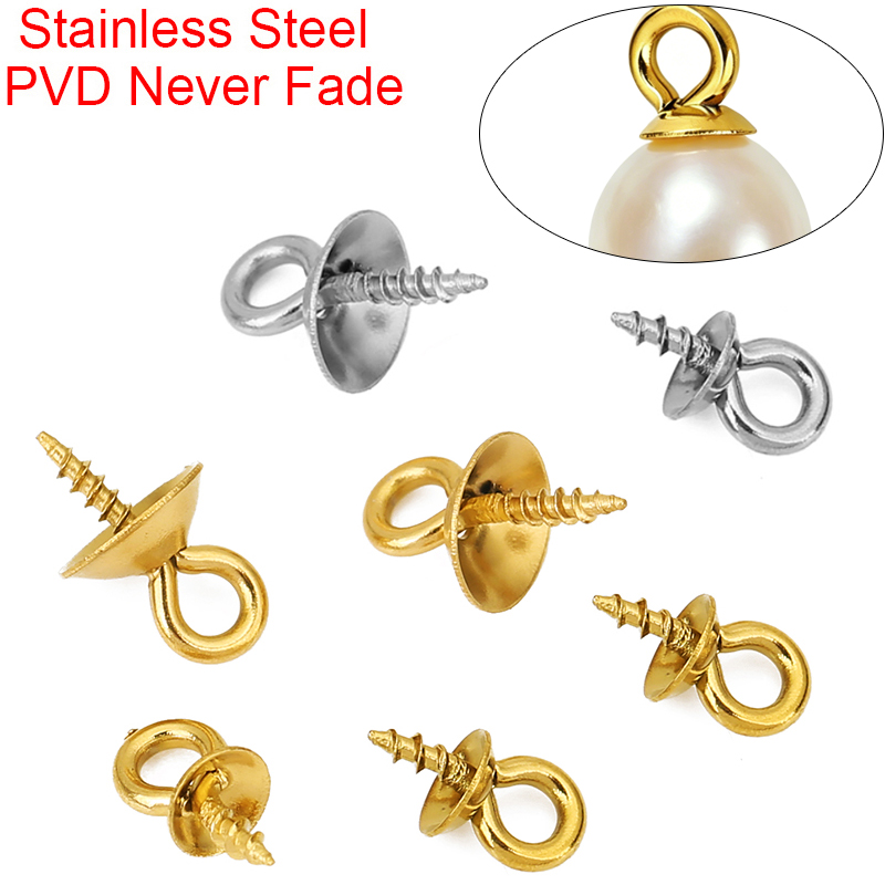 20pcs Stainless Steel Pearl Pe - Jewelry Making Eye Pins ulasan dan harga