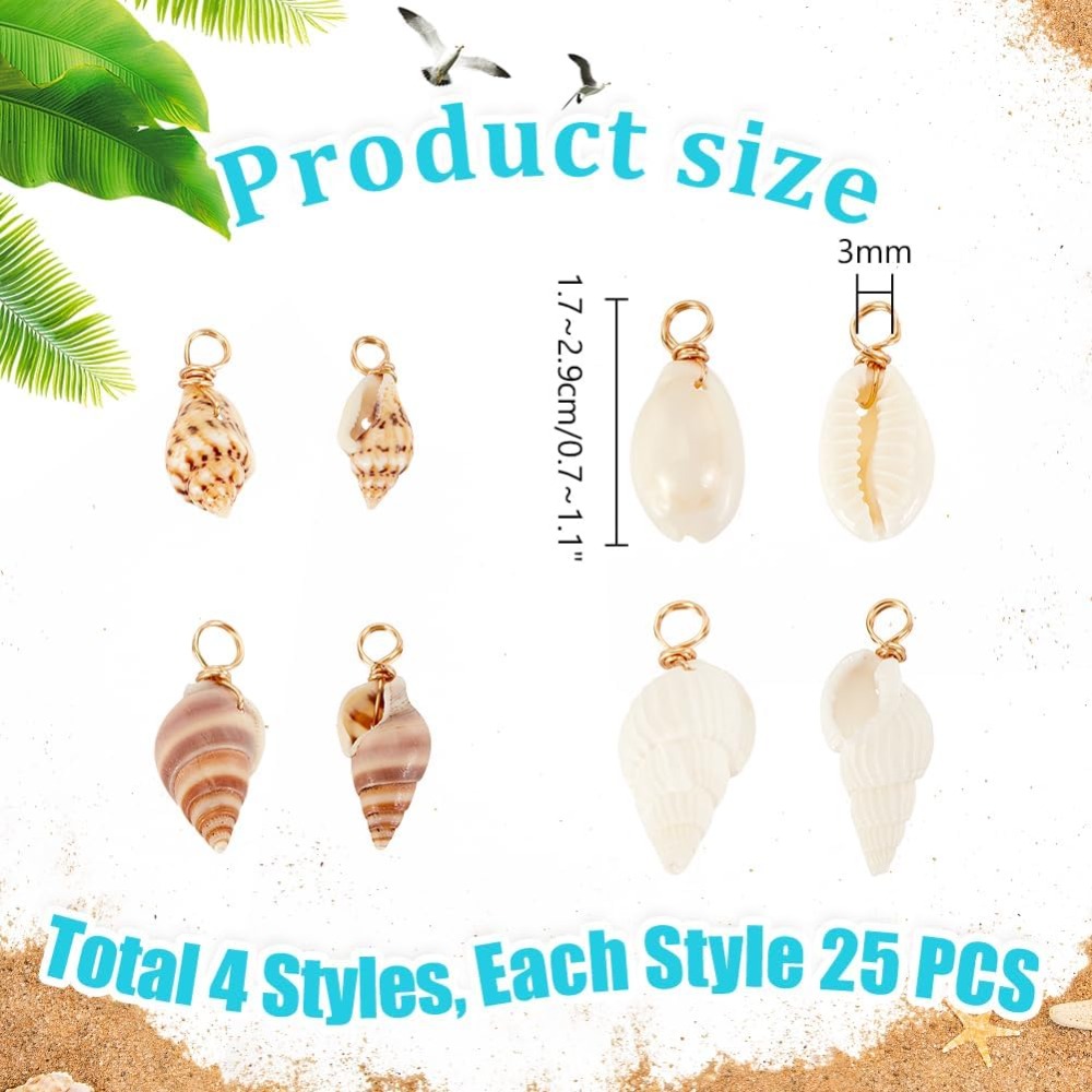 100pcs 4 Styles Natural Shell  - Jewelry Making Degree ulasan dan harga