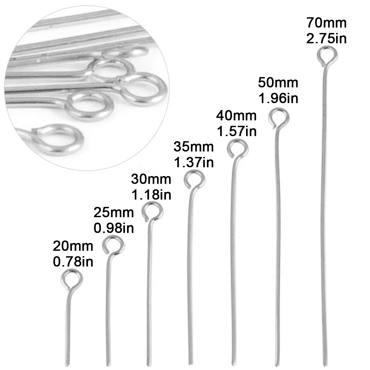 100Pcs/Lot Stainless Steel Eye - Jewelry Making Eye Pins ulasan dan harga
