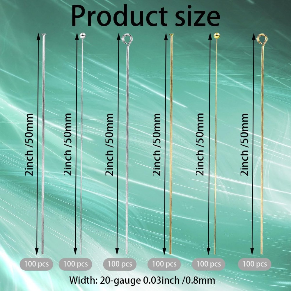 600pcs Flat Head Eye Bead Pins - Jewelry Making Eye Pins ulasan dan harga